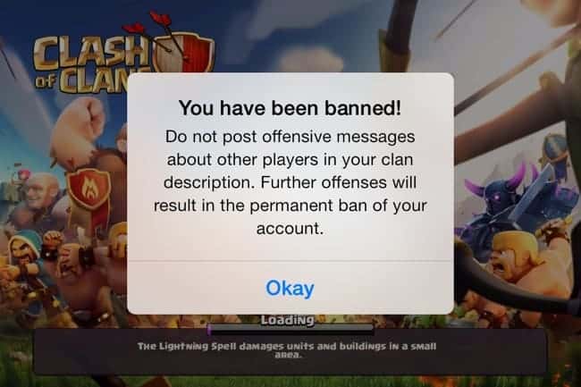 account banned coc