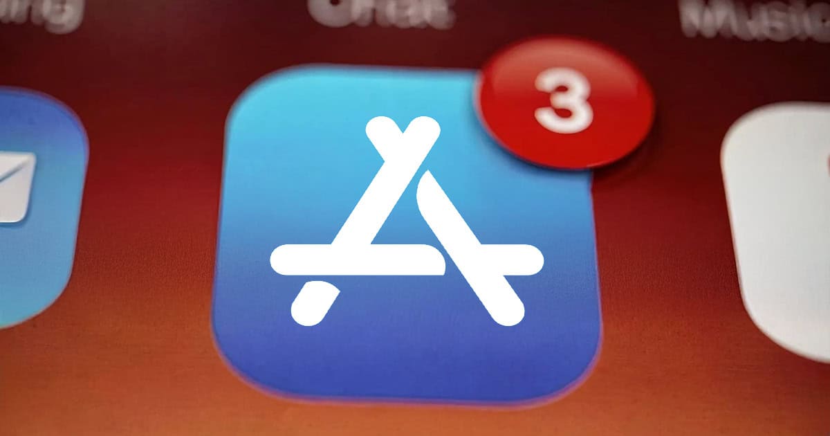 Close-up of the App Store icon on an iPhone home screen showing a red notification badge with the number 3